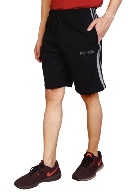 Particle Plus Size Men's Shorts – Black with Light Grey Panel (230 GSM Hosiery Corduroy)