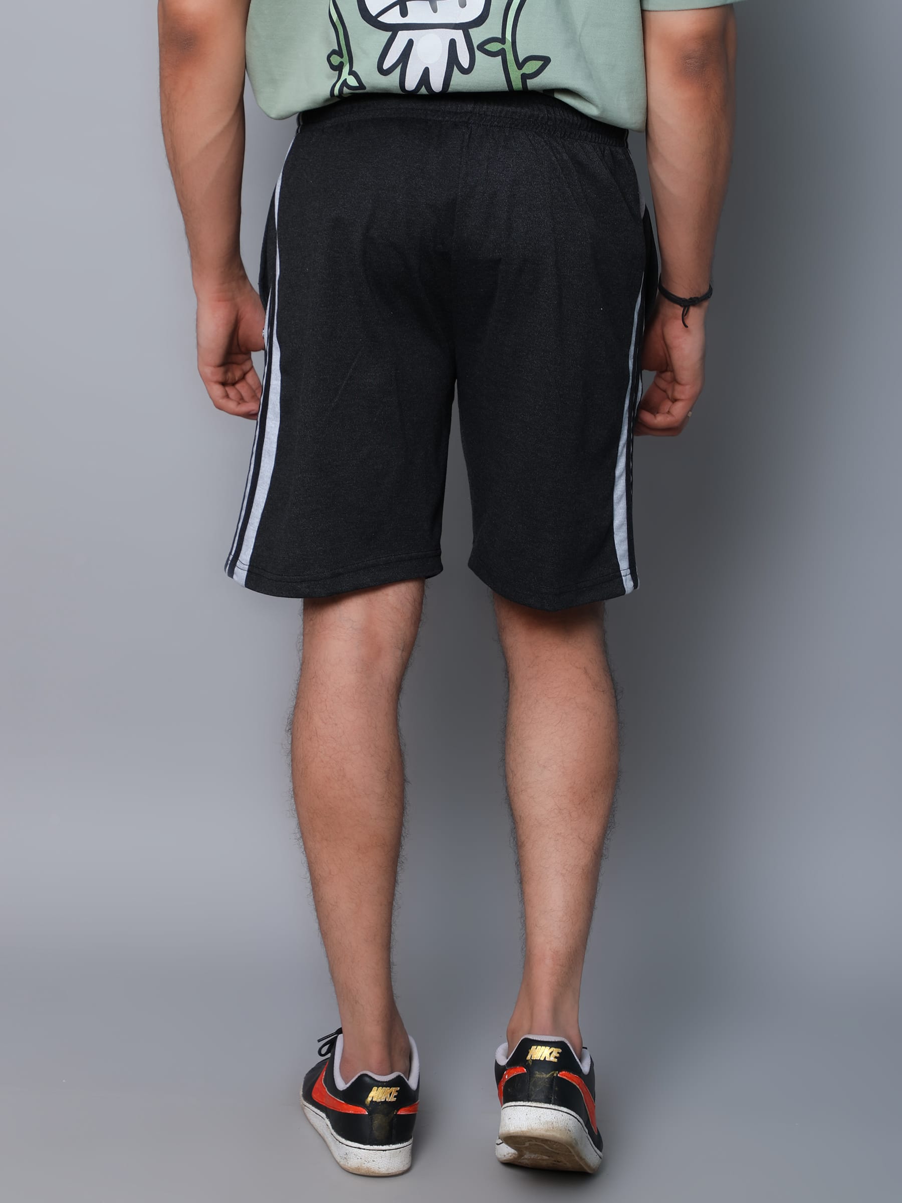 Particle Plus Size Bermuda Shorts – Charcoal with Melange Grey Panel (230 GSM Hosiery Corduroy) - Image 5