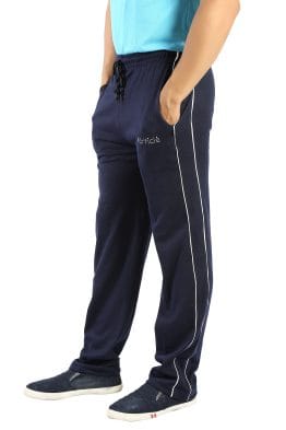 Particle Plus Size Navy Track Pants for Men – Double White Piping (Regular Fit)