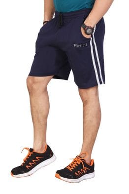 Particle Big Size Navy Blue Half Pants – Double Stripe & Round Pocket