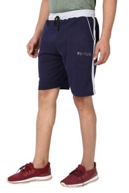 Particle Big Size Navy Blue Half Pants – Melange Grey Waist & Panel