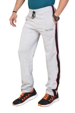 Particle Premium Cotton Plus Size Track Pants – Grey Melange (Ribbed Structure Knit)