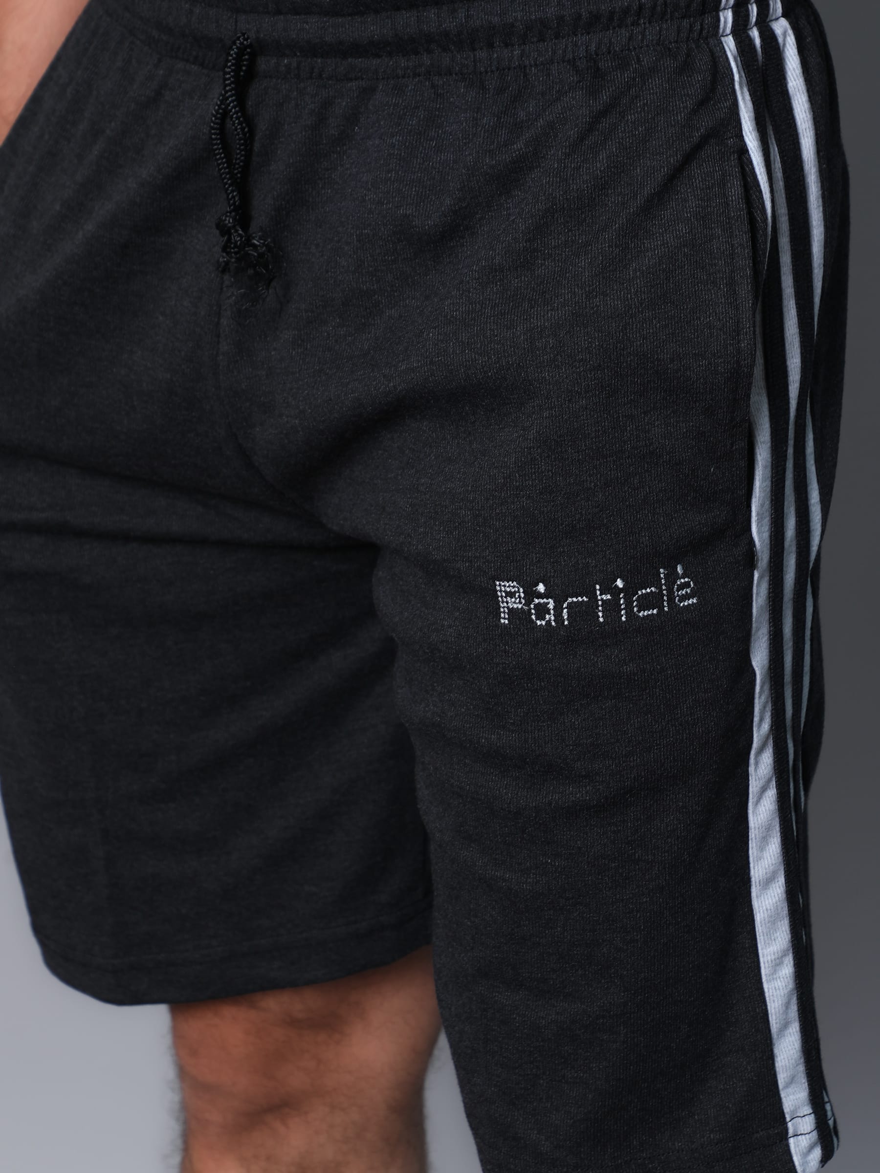 Particle Plus Size Bermuda Shorts – Charcoal with Melange Grey Panel (230 GSM Hosiery Corduroy) - Image 7