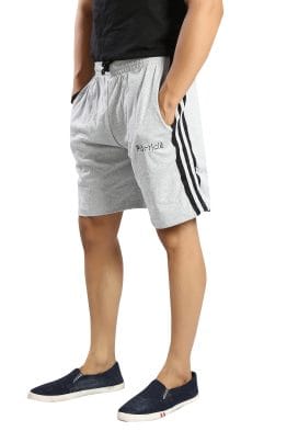 Particle Plus Size Bermuda Shorts – Melange Grey & Black Panel (230 GSM Hosiery Corduroy)