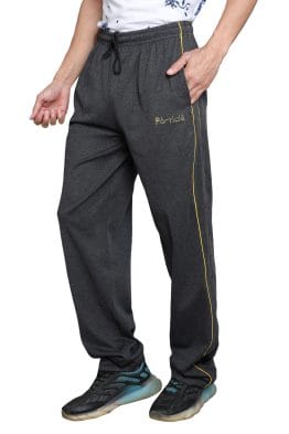 Particle Dark Charcoal Big Size Track Pants – Golden Yellow Piping (Regular Fit)