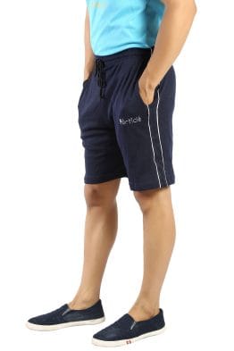 Particle Plus Size Bermuda Shorts – Navy Blue with Double White Piping