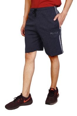 Particle Big Size Indigo Blue Melange Half Pants – Light Grey Panel