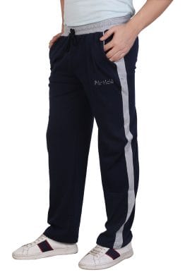 Particle Plus Size Navy Track Pants – Light Grey Contrast Waist & Panel (Regular Fit)