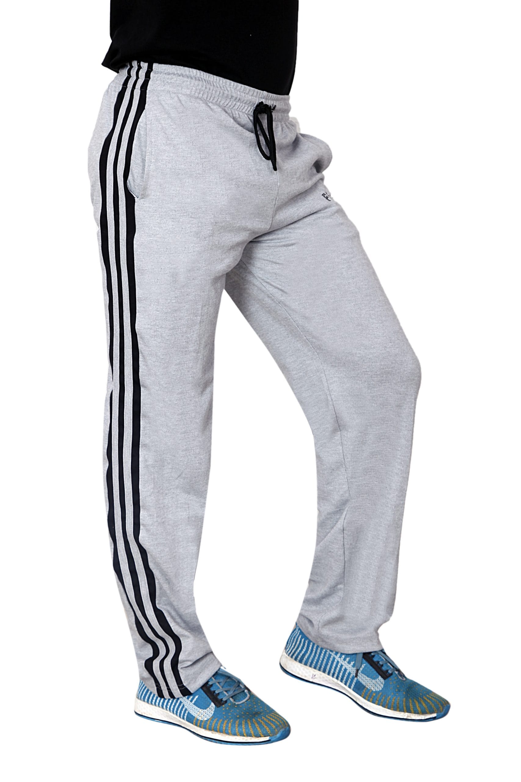 Particle Plus Size Track Pants India – Grey Melange (Double Body Piping) - Image 3