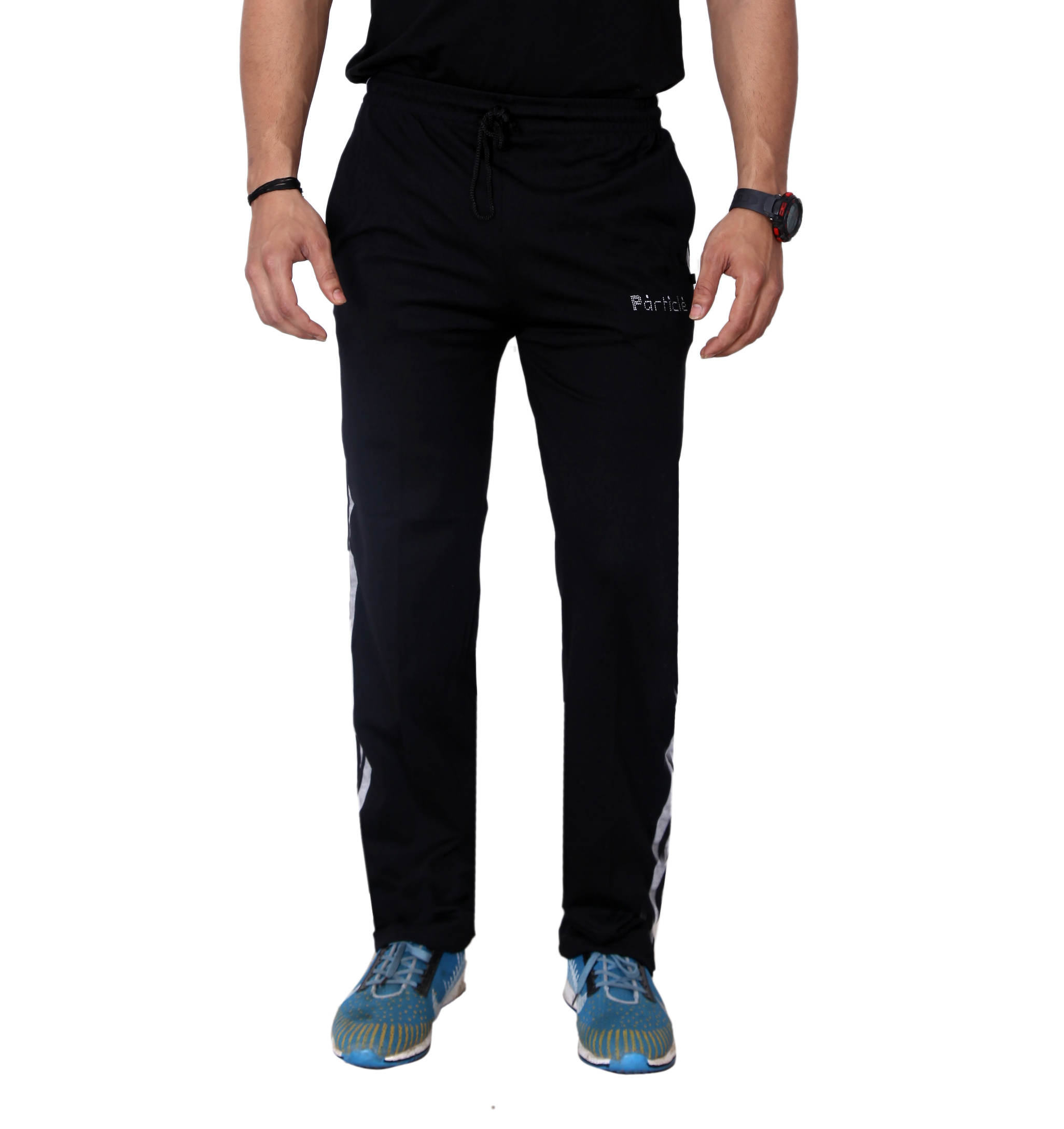 Particle Black Plus Size Track Pants – Light Grey Side Panel - Image 2