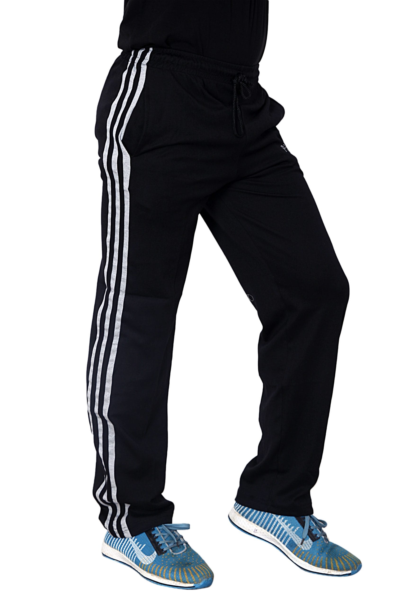 Particle Black Plus Size Track Pants – Light Grey Side Panel - Image 3
