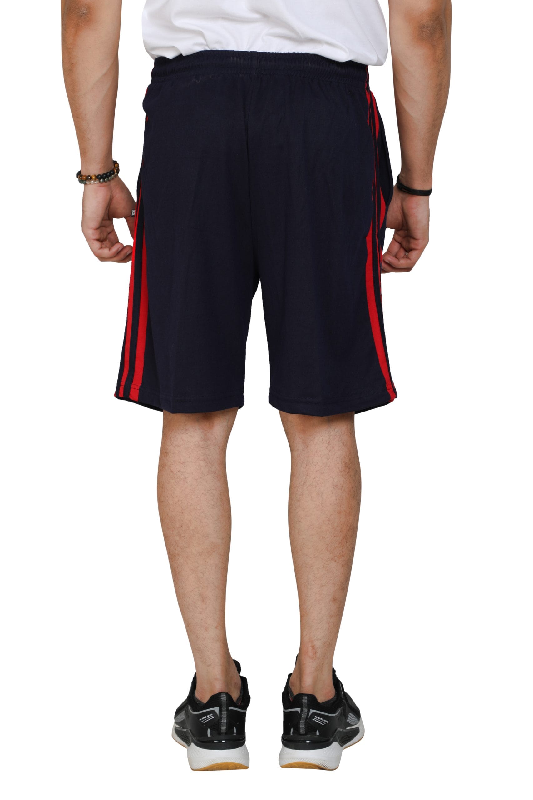 Particle Big Size Navy Blue Half Pants – Red Side Panel & Stripes (230 GSM Hosiery Corduroy) - Image 5