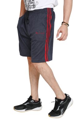 Particle Plus Size Bermuda Shorts – Indigo Blue & Red Side Panel (230 GSM Hosiery Corduroy)
