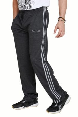 Particle Dark Charcoal Big Size Track Pants for Men – Light Grey Side Panel (Regular Fit)