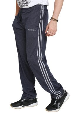 Particle Indigo Blue Melange Big & Plus Size Track Pants – Grey Side Panel