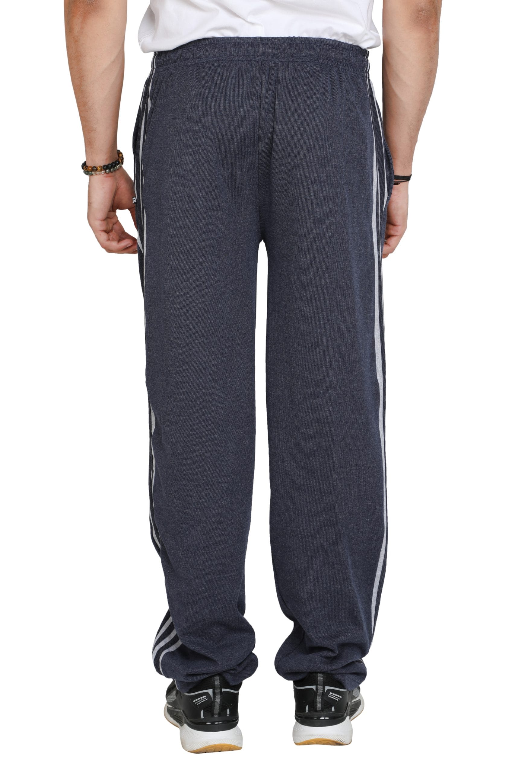 Particle Indigo Blue Melange Big & Plus Size Track Pants – Grey Side Panel - Image 5