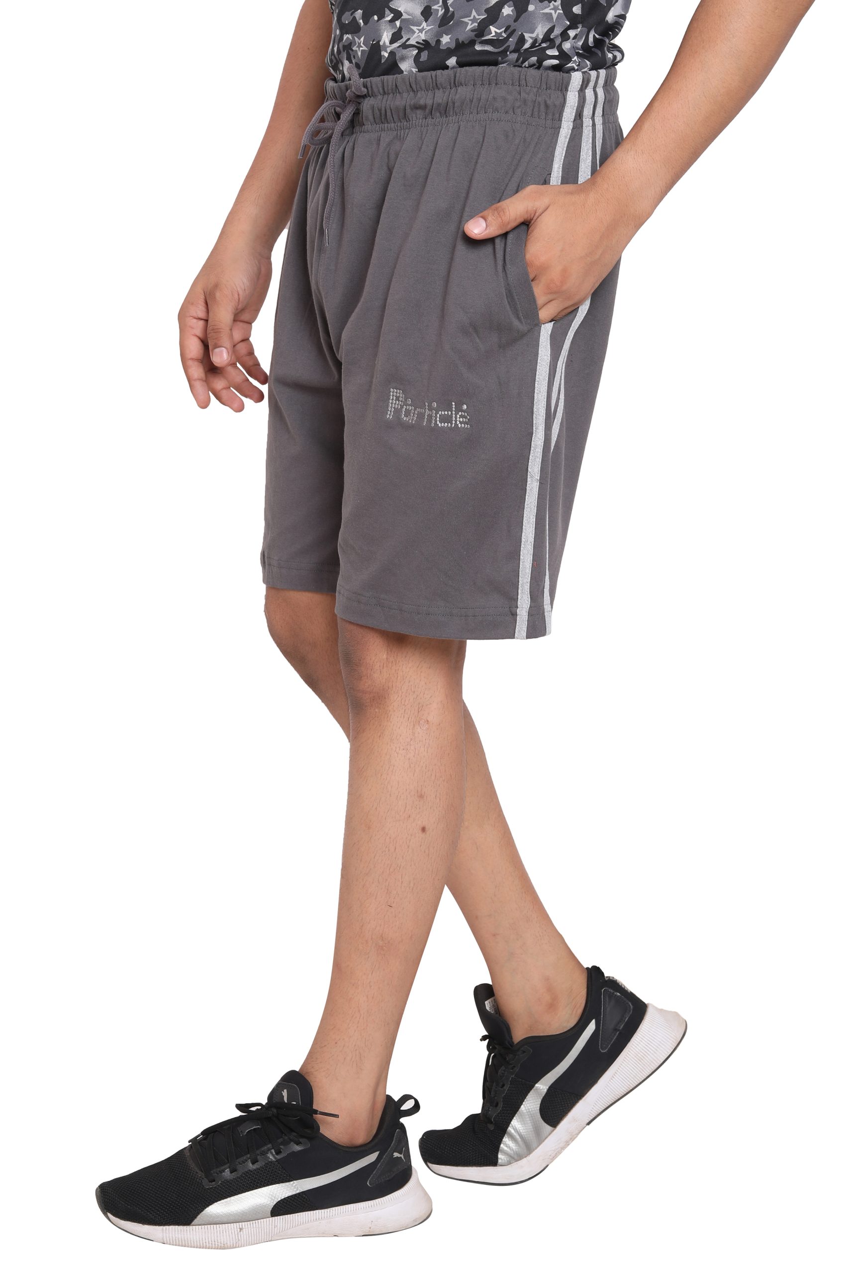 Particle Men’s Dark Grey Size Shorts | Plus Size Cotton Lounge Half Pants (XL to 5XL | Fits 36″–54″ Waist)