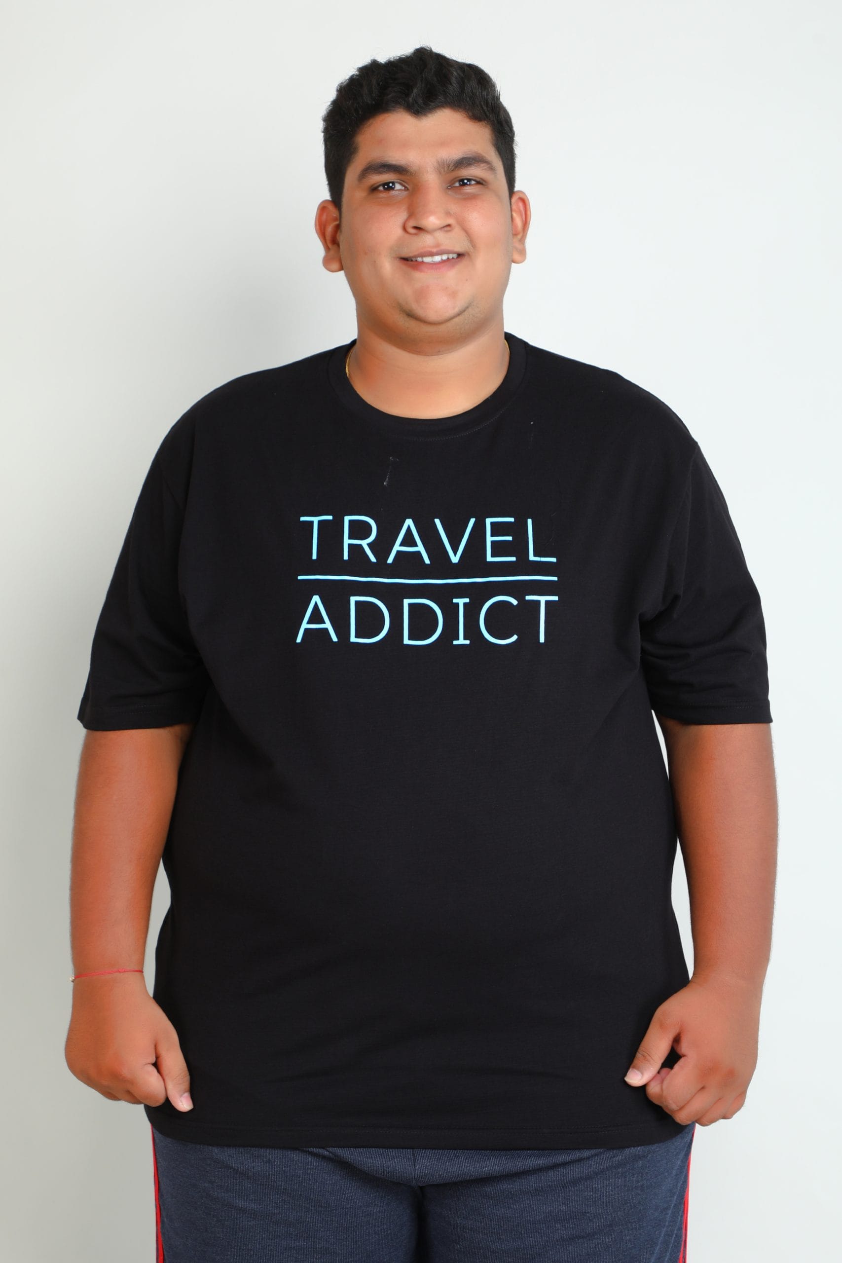 Particle Men’s Plus Size “Travel Addict” T-Shirt | 100% Cotton | Relaxed Fit | 3XL to 9XL