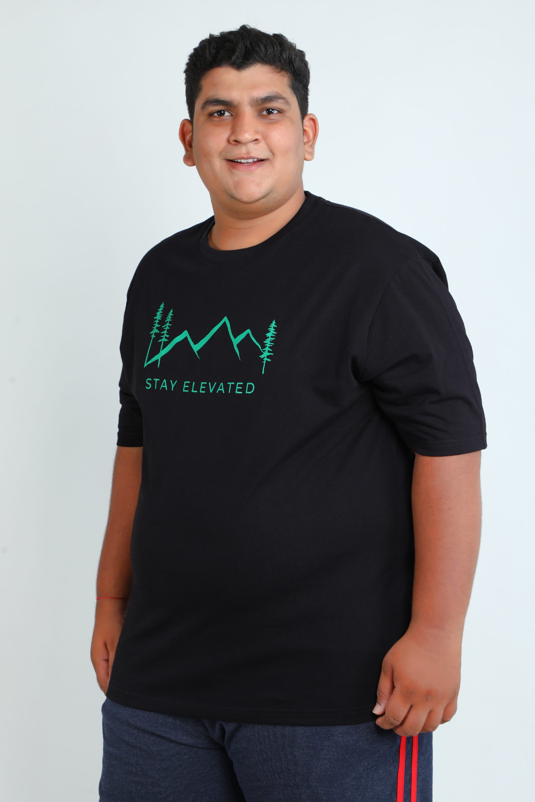 Particle Men's Plus Size "Stay Elevated" Mountain Black T-Shirt | 100% Cotton | 3XL to 9XL - Image 2