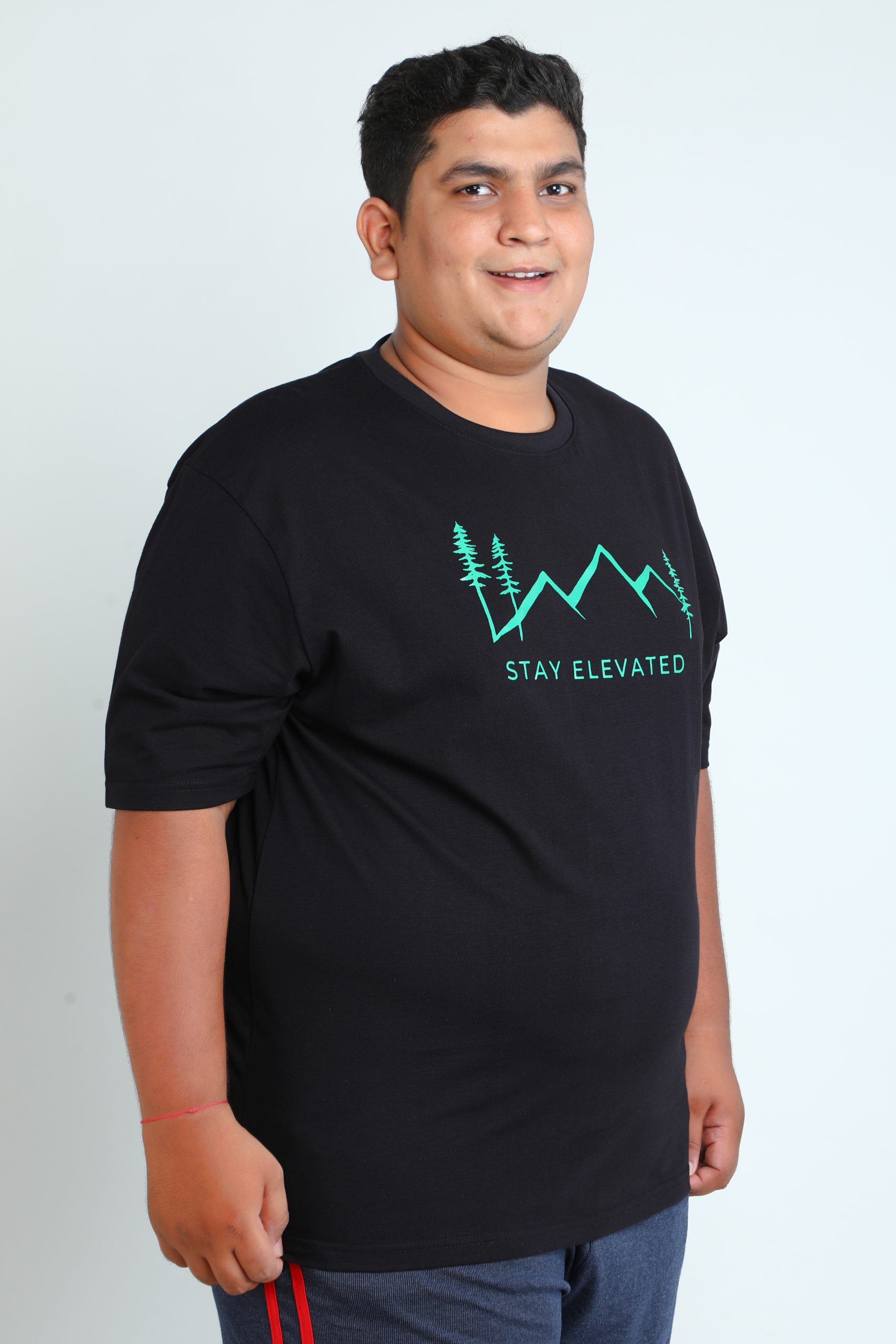 Particle Men's Plus Size "Stay Elevated" Mountain Black T-Shirt | 100% Cotton | 3XL to 9XL - Image 3