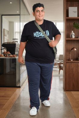 Particle Men's Plus Size "Hustle — Never Give Up" Black T-Shirt | 100% Cotton | 3XL to 9XL