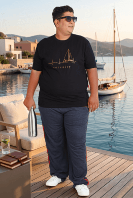 Particle Men's Plus Size "Serenity" Sailboat T-Shirt | 100% Cotton | 3XL to 9XL